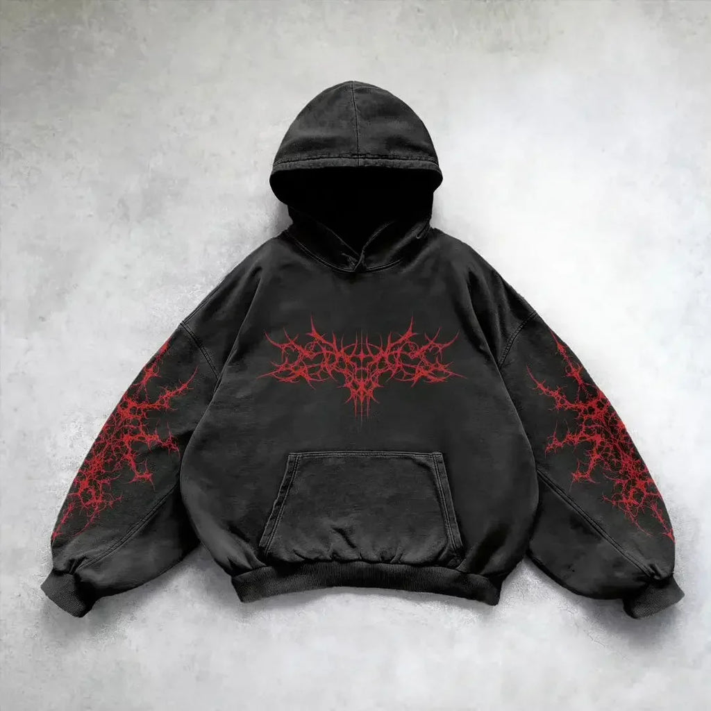 Oversized Gothic Graphic Hoodie