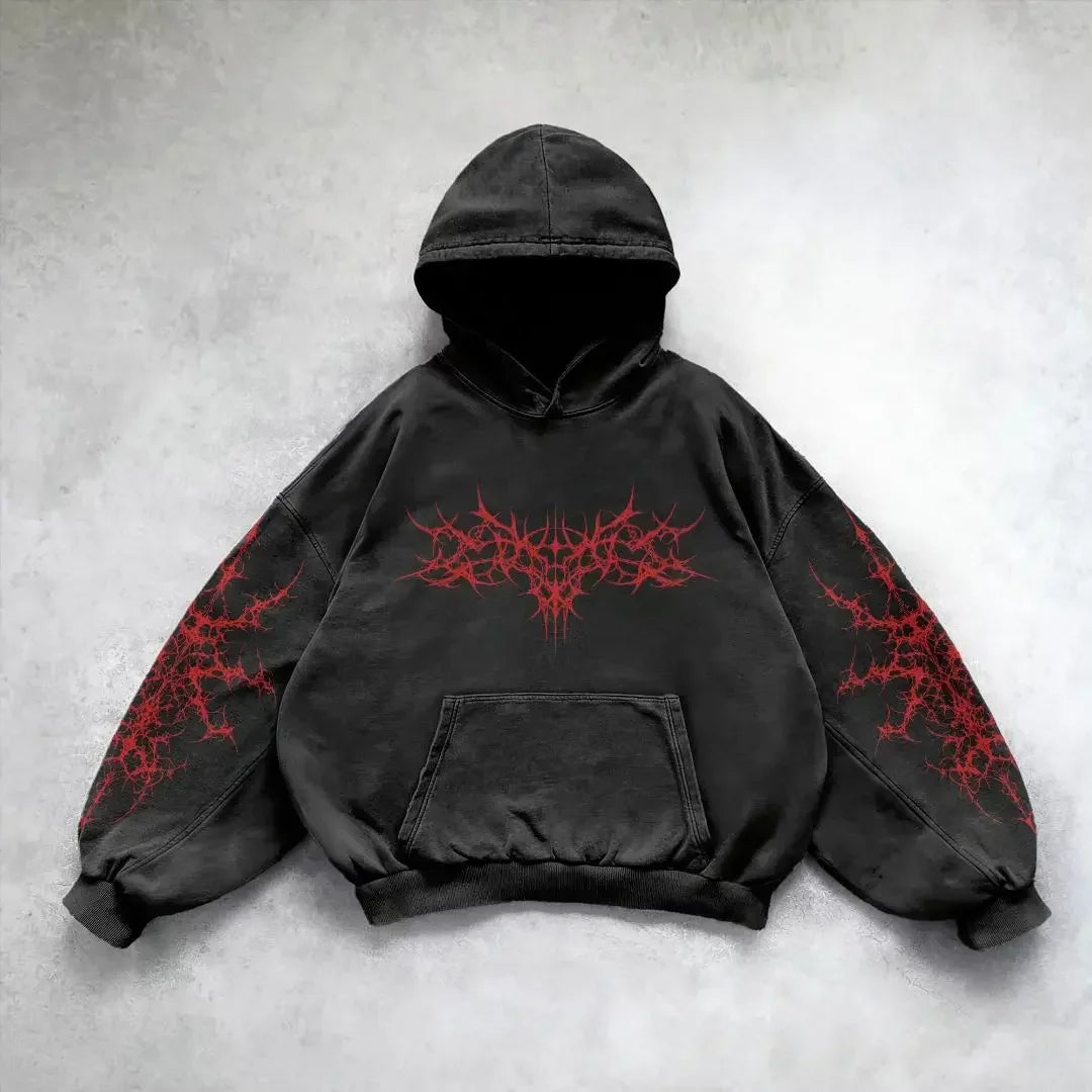 Oversized Gothic Graphic Hoodie