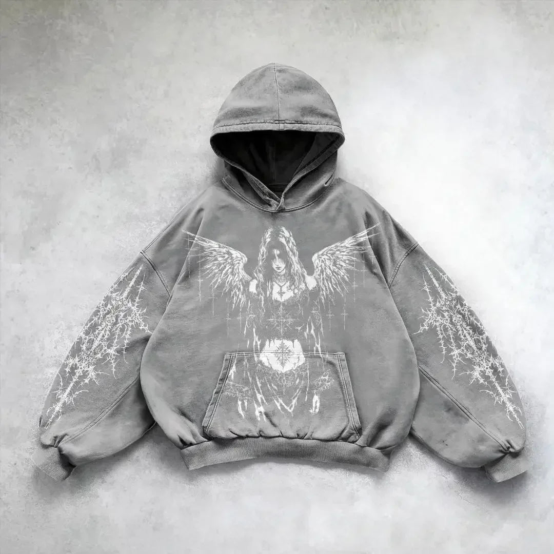 Oversized Gothic Graphic Hoodie
