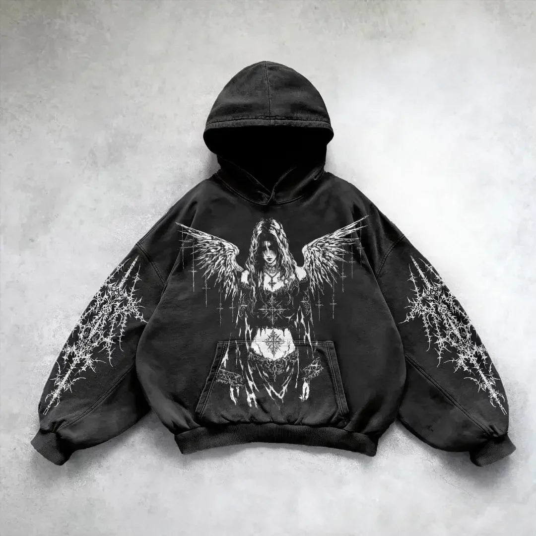 Oversized Gothic Graphic Hoodie